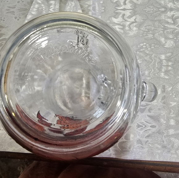 Italian Floral Glass Pitcher with Red and Orange Design - Picture 3 of 4